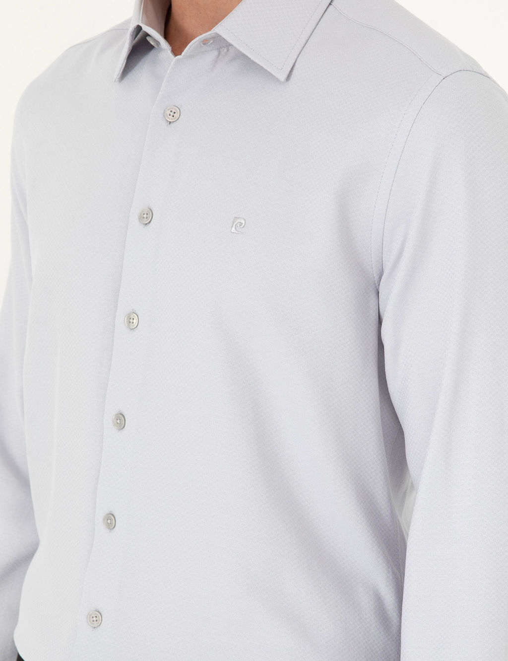 Рубашка Pierre Cardin Slim Fit серая с длинным рукавом