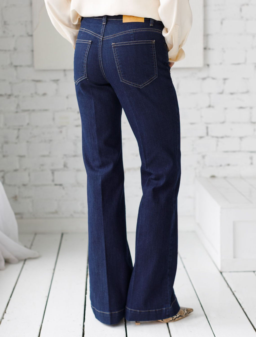 Джинсы Vilatte клеш из денима темно-синий  фото 3