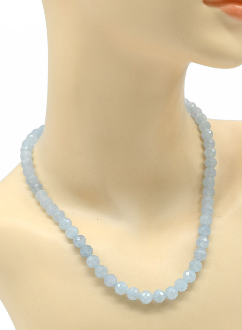 Бусы из камня кальцита граненые 8мм цв.аквамарин, 48см