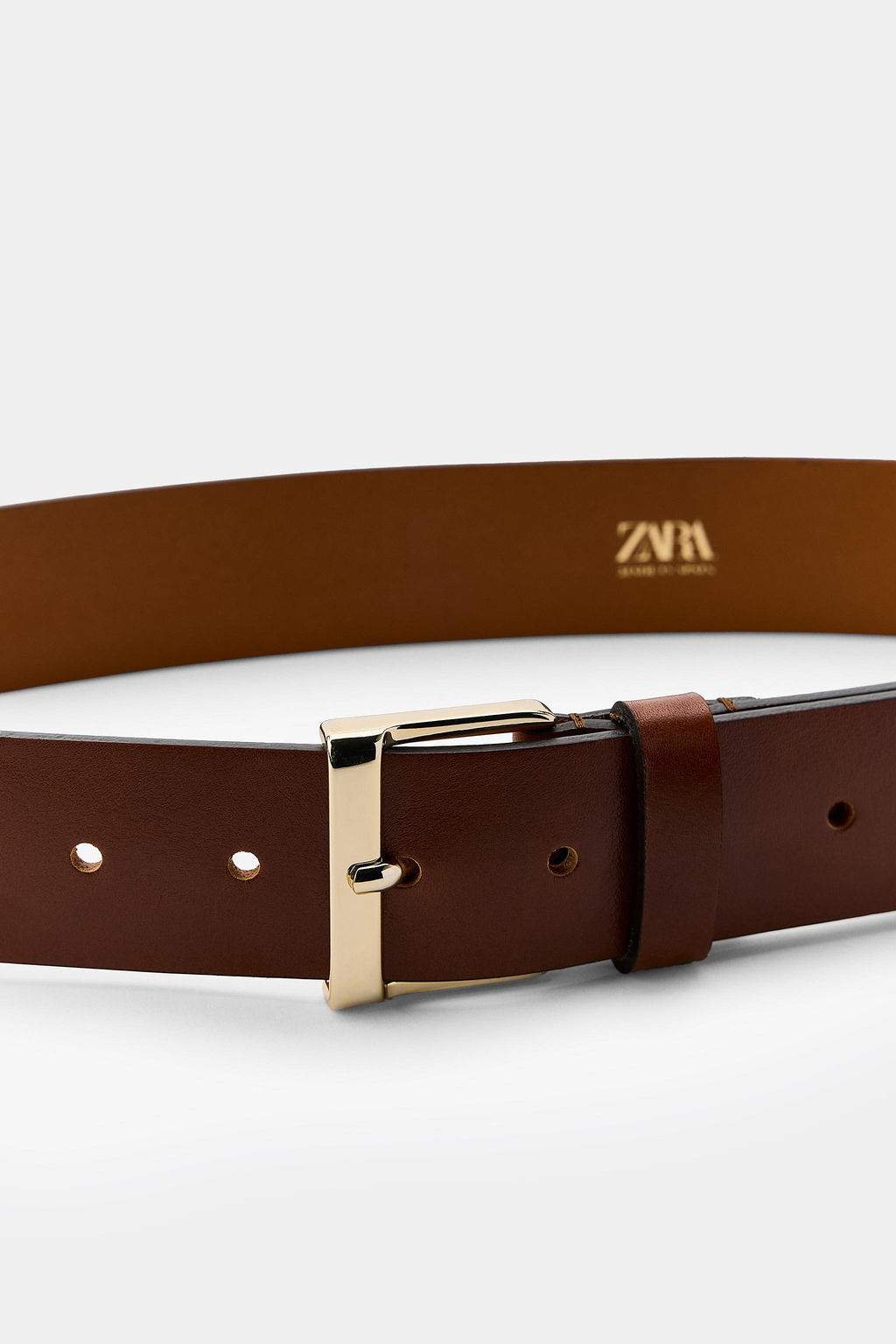 100% LEATHER BELT WITH SQUARE BUCKLE - Zara фото 3