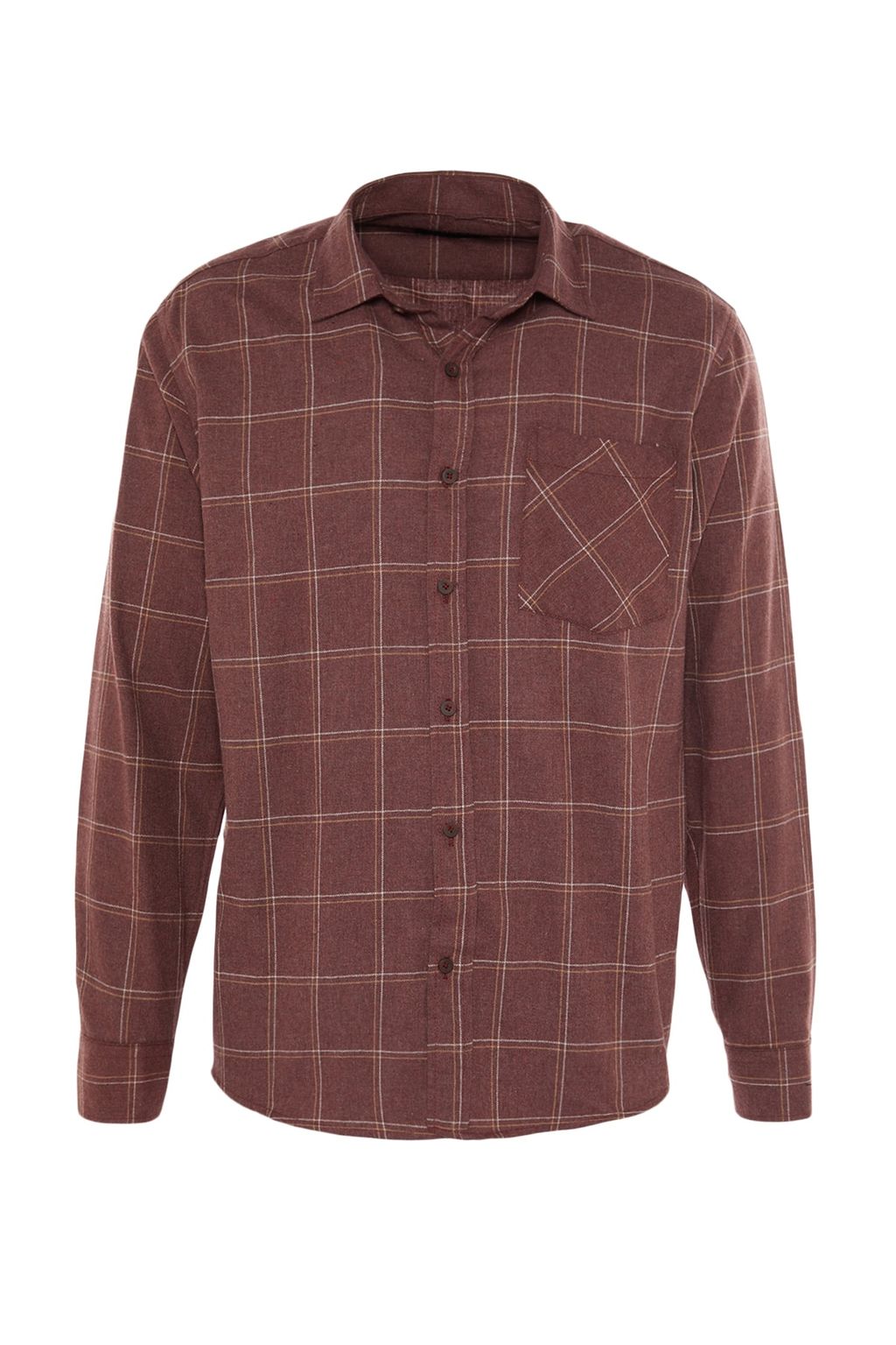 TRENDYOL MAN Bordo Regular Fit Tek Cepli K?sl?k Oduncu Kareli Gomlek TMNAW21GO0422 - Trendyolmilla фото 6