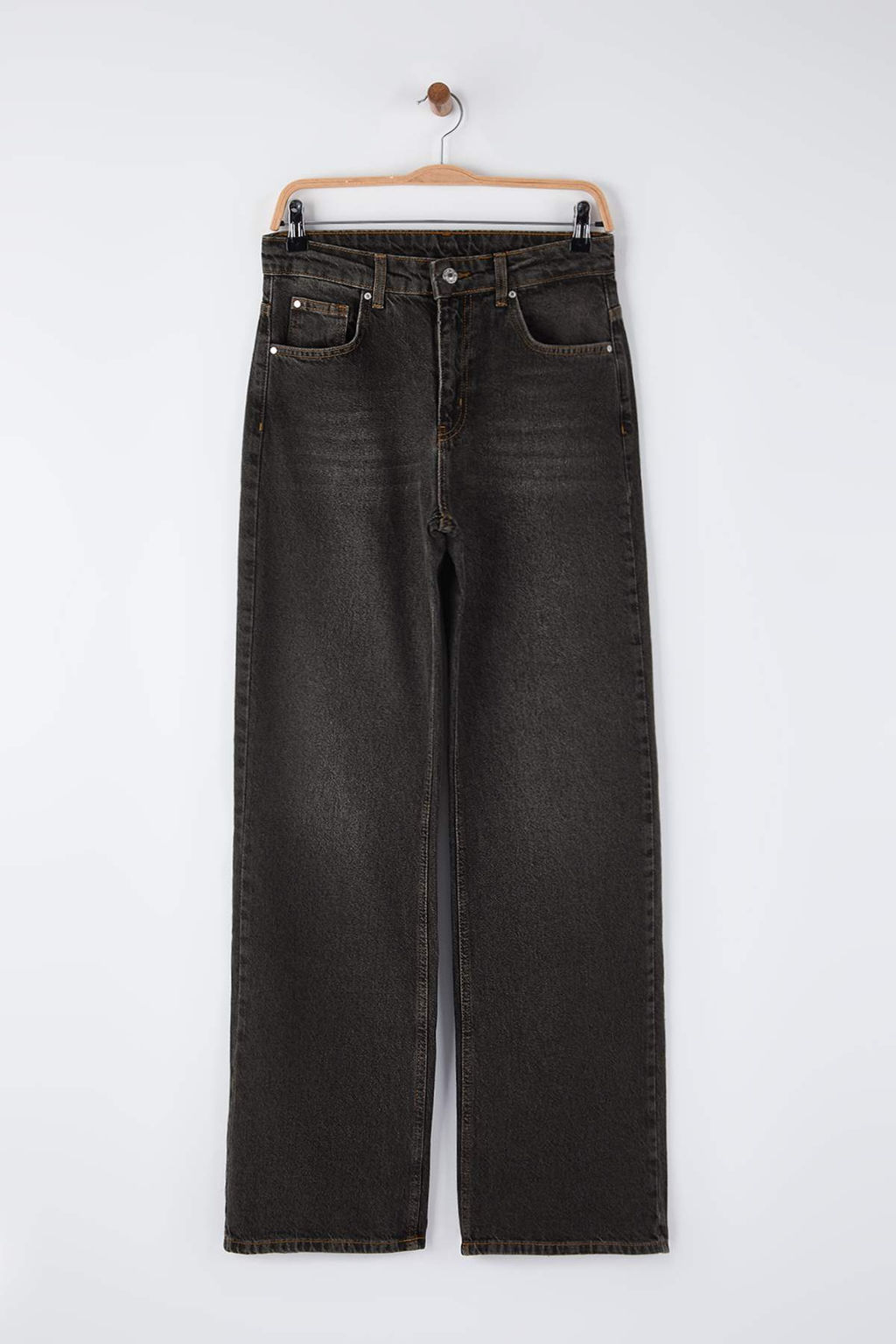 Kahverengi Yuksek Bel Vintage Y?kama Genis Paca Wide Leg Jeans TWOAW26JE00124 - Trendyolmilla фото 11