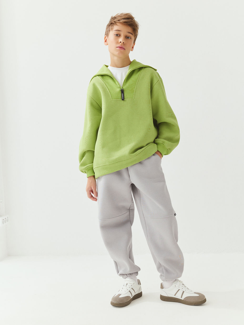 Джоггеры оверсайз Пепел с карманами утепленные 7+ - Bungly фото 5