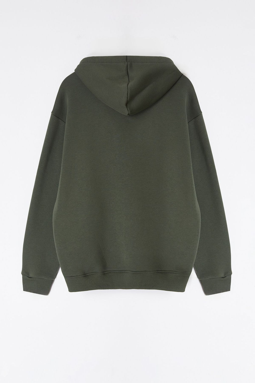 Haki Oversize/Genis Kesim Nak?sl? Ici Polarl? Kapusonlu Sweatshirt TMNAW25SW00016