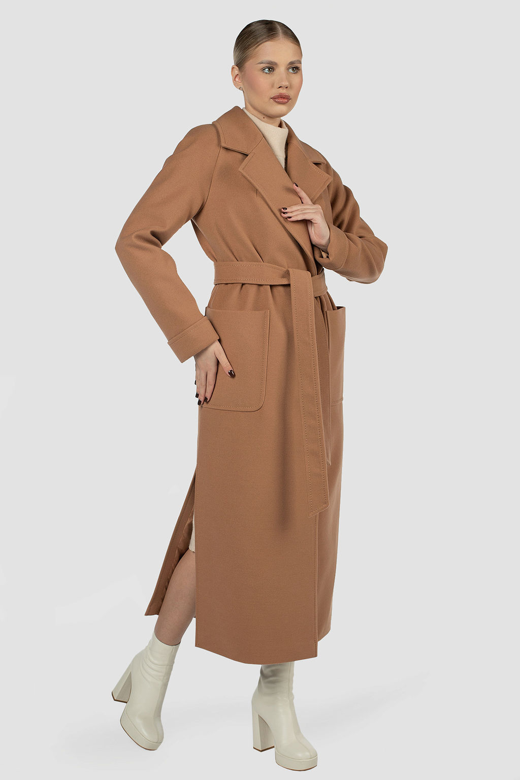 01-12046 Пальто женское демисезонное "Classic Reserve" (пояс)