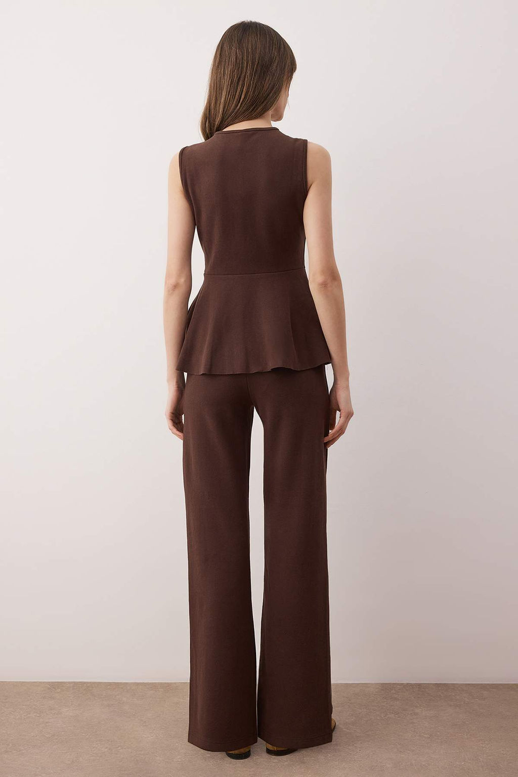 Kahverengi Selanik Dugmeli Belden Ac?lan Wide Leg/Palazzo Alt Orme Alt - Ust Tak?m TWOAW26AU00092 - Trendyolmilla фото 4