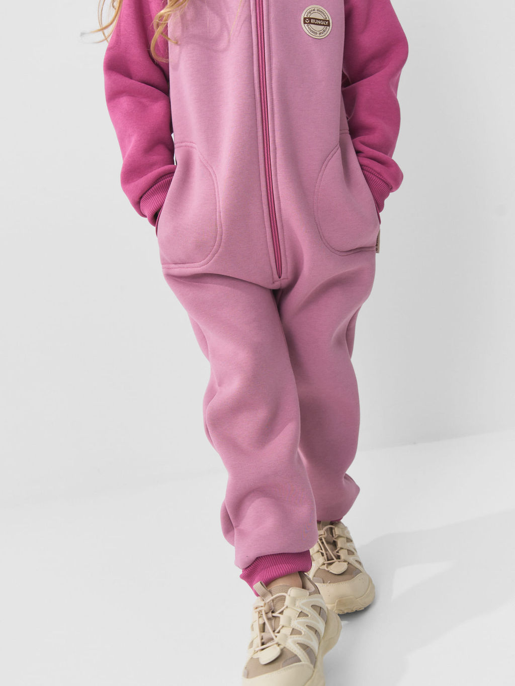 Комбинезон с карманами Колор блок "Орхидея" утепленный