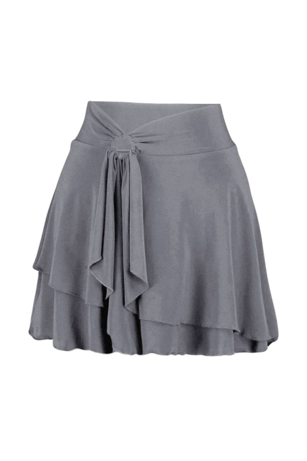 Ac?k Antrasit F?rf?r Detayl? Volanl? Mini Esnek Orme Etek TWOAW24ET00214