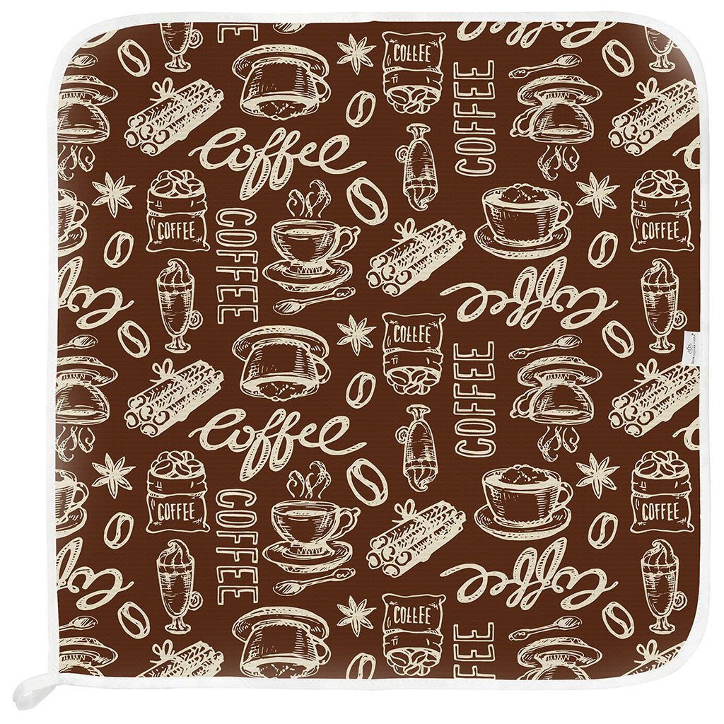 Салфетка хозяйственная 50х50см Эспрессо, вид 1, вафельное полотно, декоративная окантовка, хлопок 100%, плотность 165г/м2, без упаковки, Домашняя мода (Россия)  фото 2