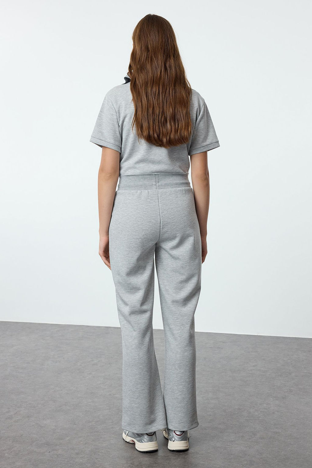 Gri Melanj Boru/Duz Paca Yumusak Kumasl? Orme Esofman Alt? PantolonTWOAW25EA00012 - Trendyolmilla фото 5