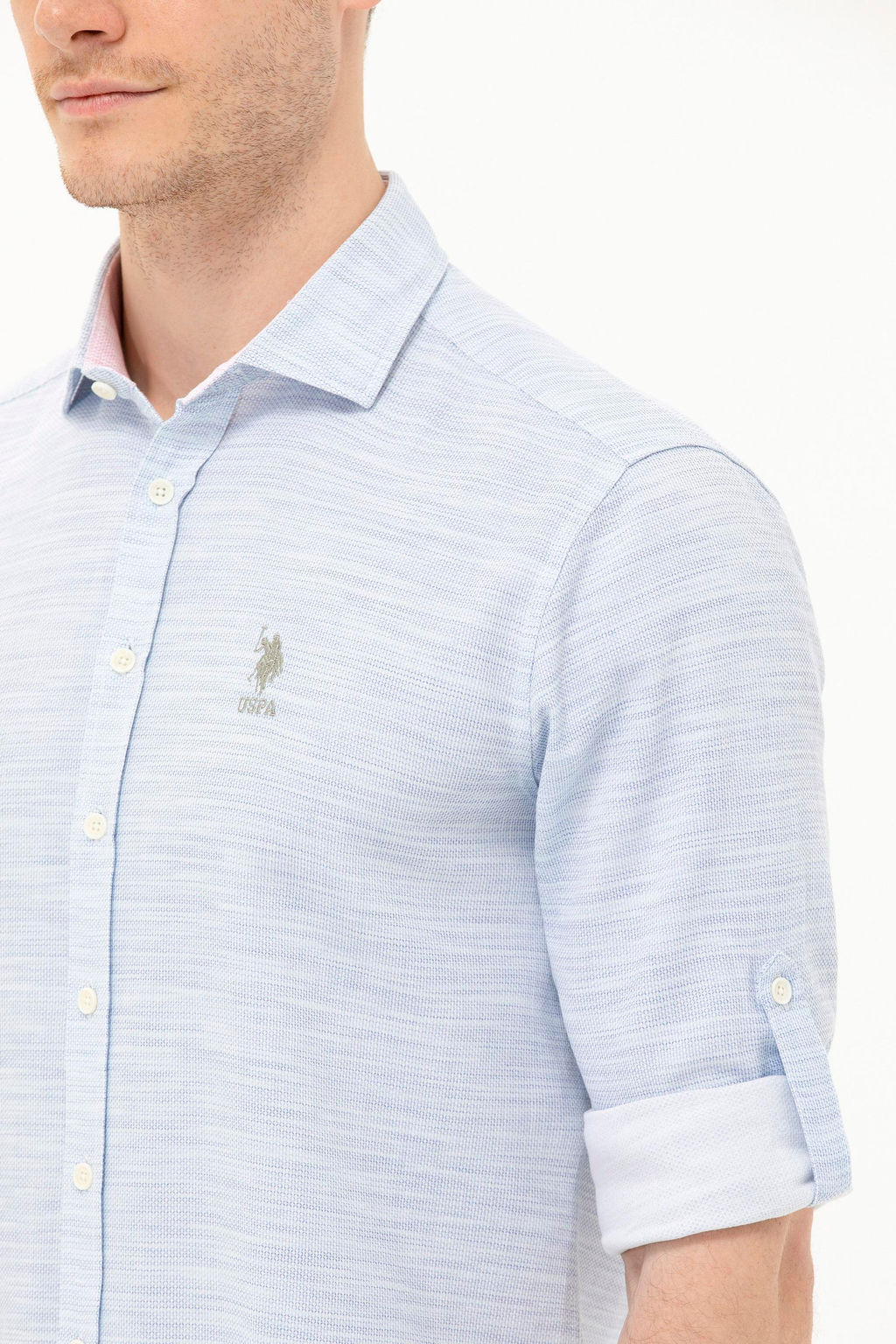 U. S. Polo Assn / Мужская синяя рубашка с длинным рукавом - U.s. polo assn фото 7