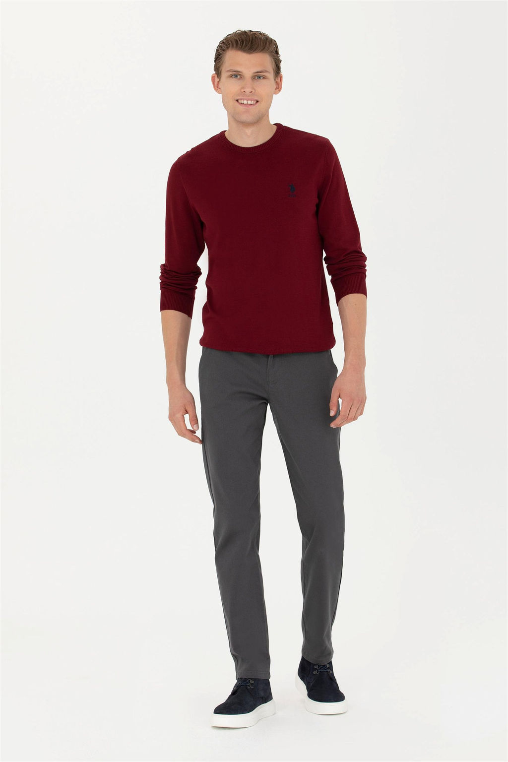Мужской бордово-красный базовый свитер Неожиданная скидка в корзине - U.s. polo assn фото 4