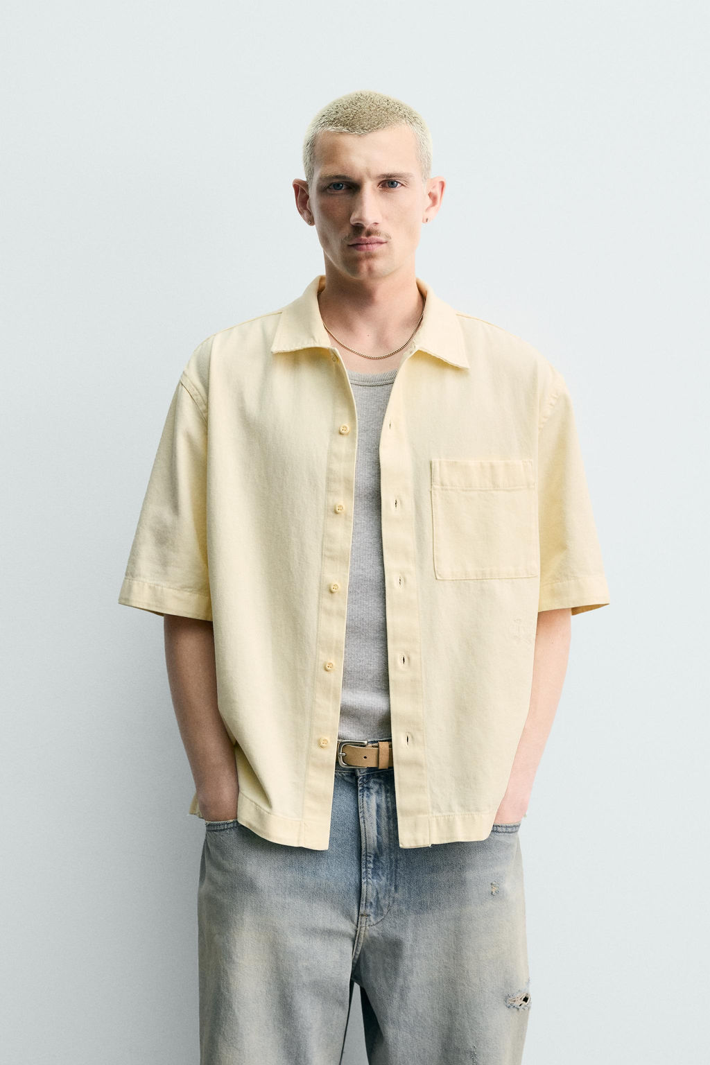SOBRECAMISA ESTRUCTURA BORDADO / Amarillo - Zara фото 2