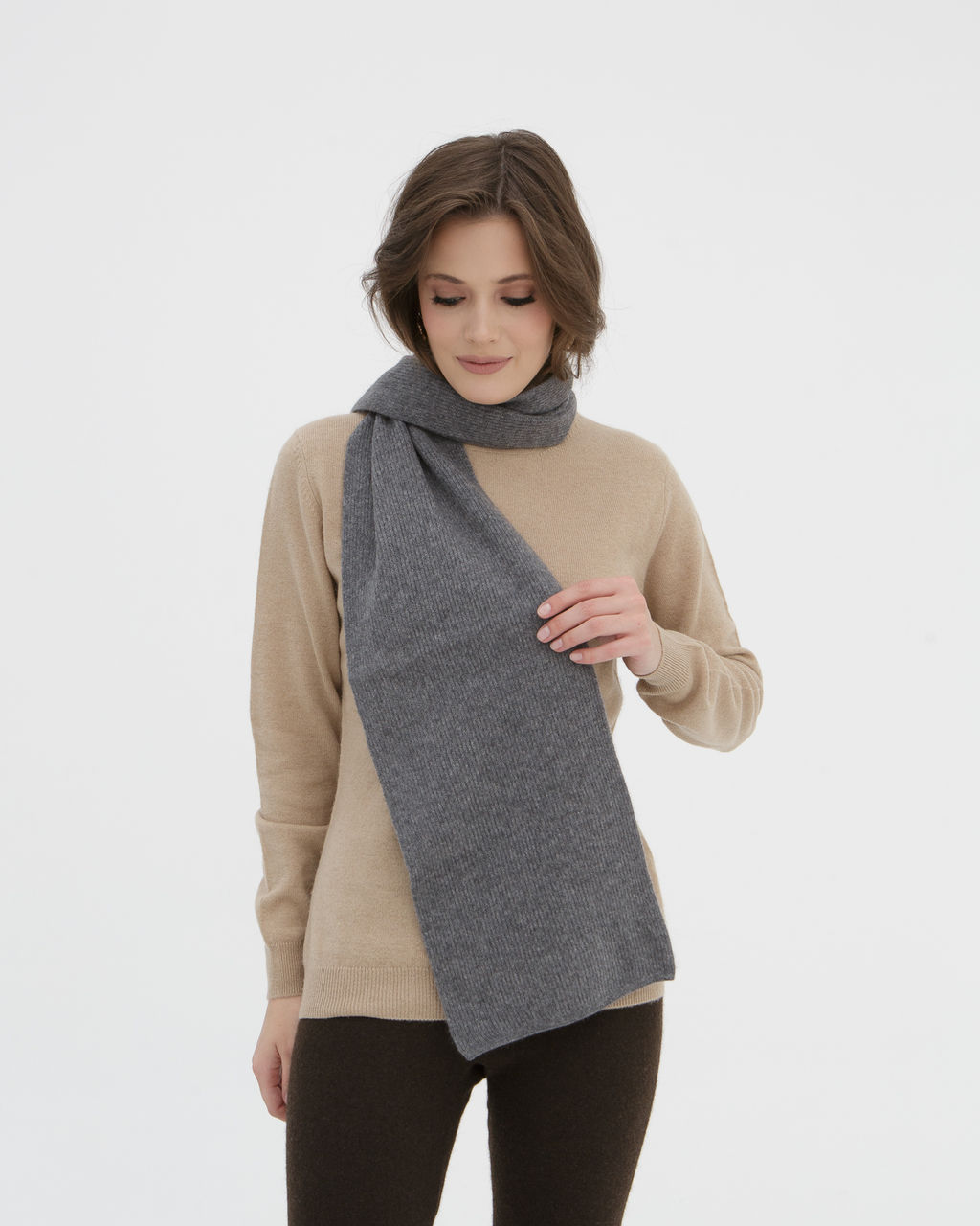 Шарф кашемировый графит