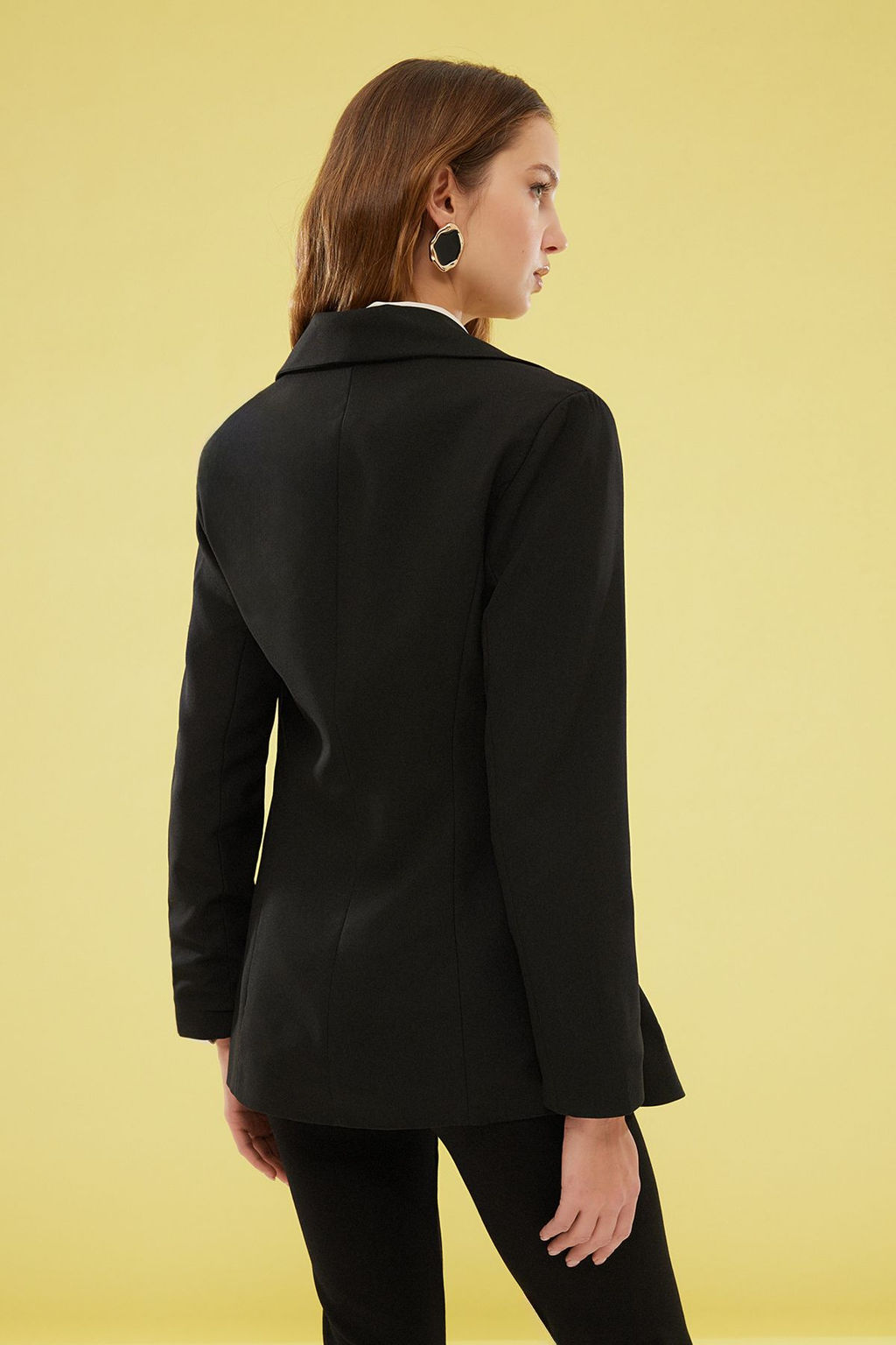 Siyah Vatkal? Fitted Dokuma Blazer Ceket TWOSS25BC00018 - Trendyolmilla фото 6