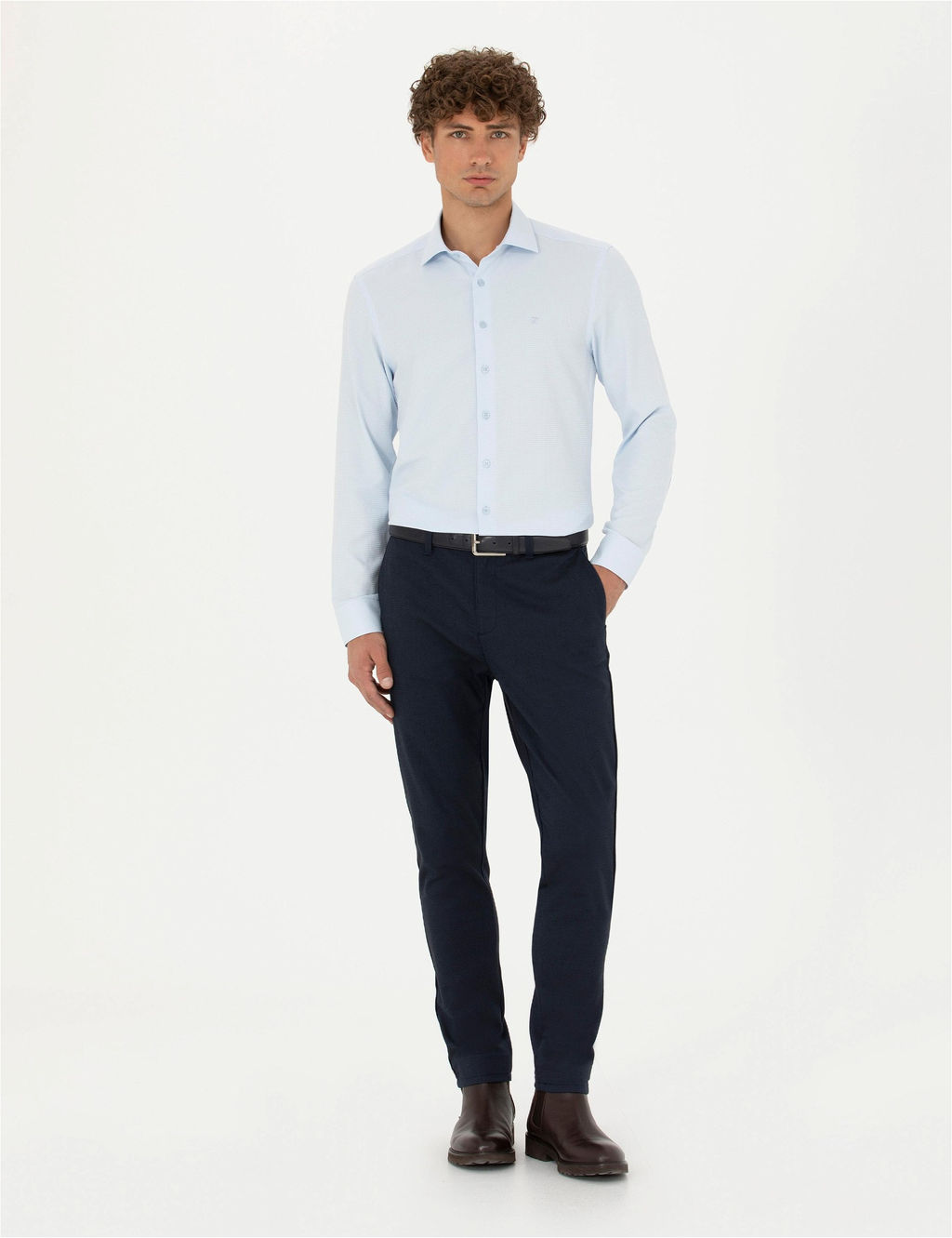 A__k Mavi Slim Fit Uzun Kollu G_mlek - Pierre cardin фото 4