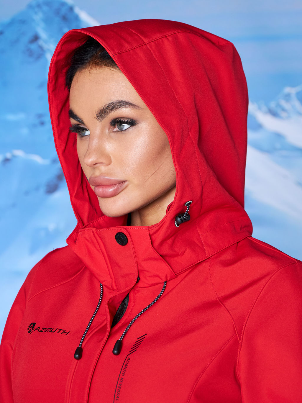 Женская парка виндстопер софтшелл на флисе Azimuth Стихия Неба 124/22956_703 Красный  фото 32