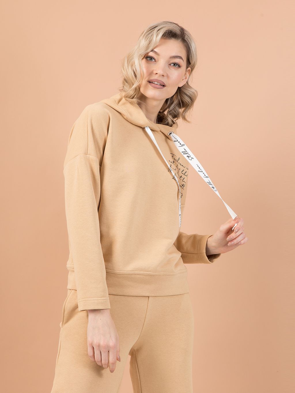 Джемпер из футера с капюшоном - Stilla фото 12