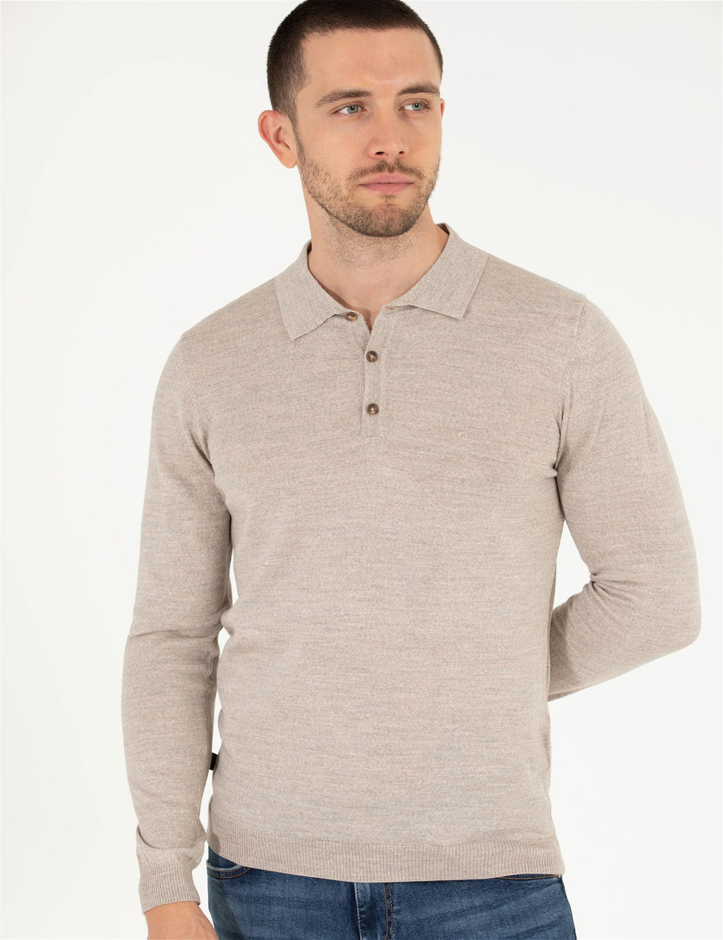 Ta_ Slim Fit Polo Yaka Y_n Kar___ml_ Basic Triko Kazak