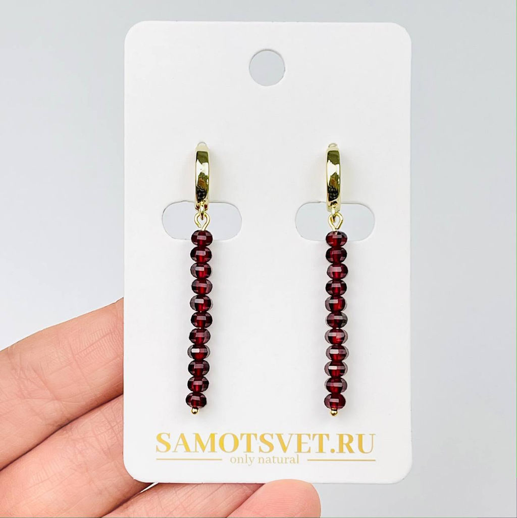 Серьги длинные из Граната