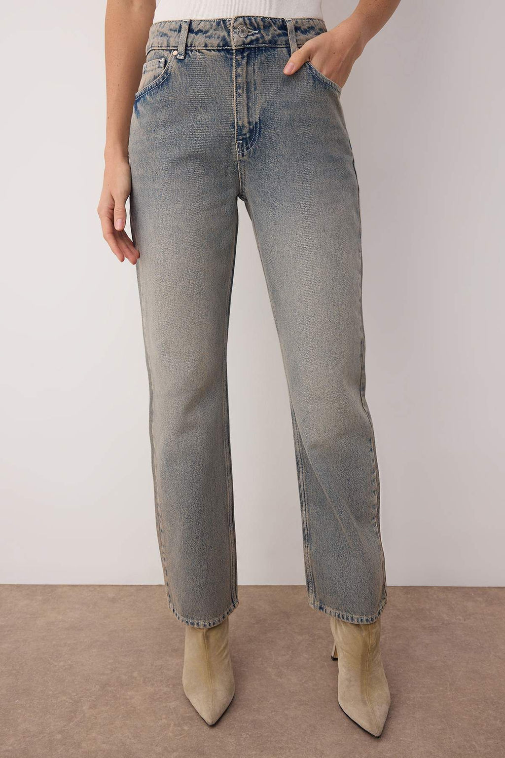 Mavi Normal Bel Vintage Y?kama Efektli Yeni Straight Jeans TWOAW26JE00064 - Trendyolmilla фото 3