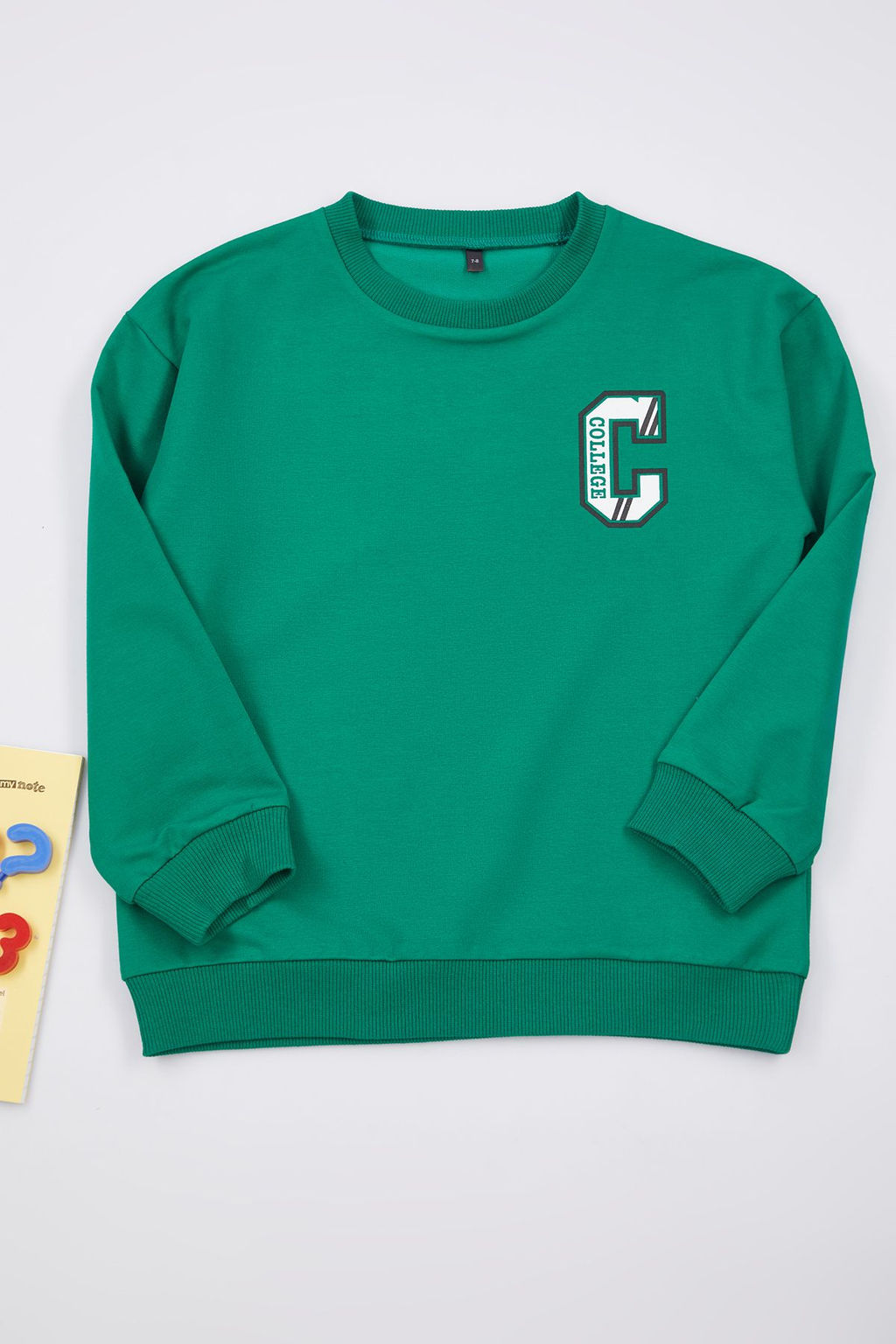 Yesil Erkek Cocuk Slogan Bask?l? Bisiklet Yaka Orme Sweatshirt TKDAW25SW00032