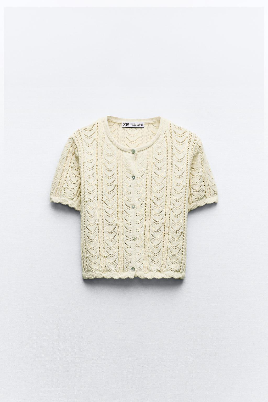 KNIT ROMANTIC TOP WITH LACE AND FAUX PEARLS - Zara фото 4