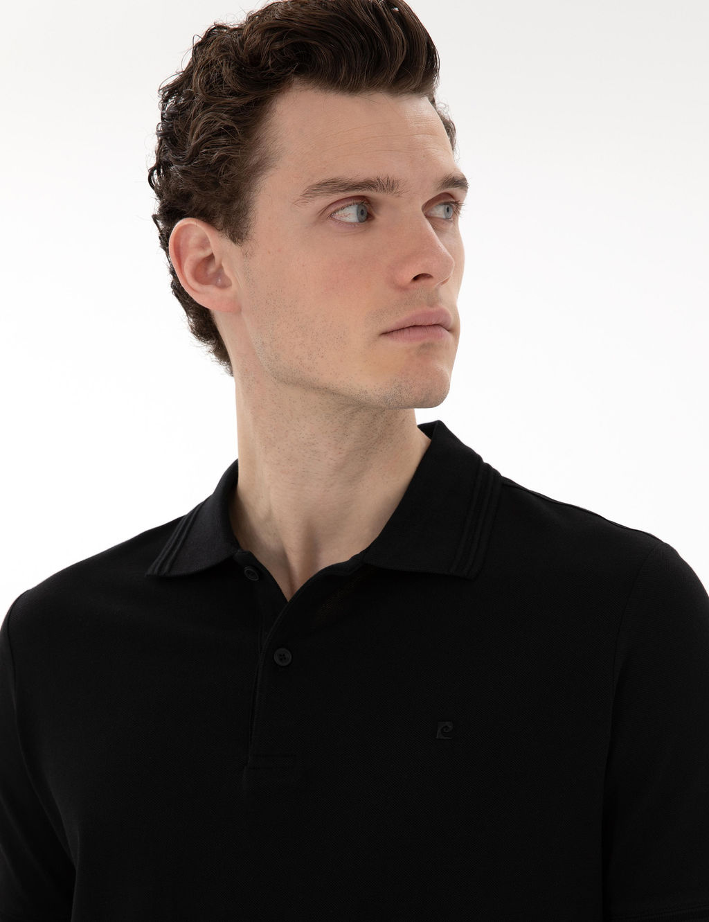 Siyah Regular Fit %100 Pamuk Polo Yaka Basic Ti__rt
