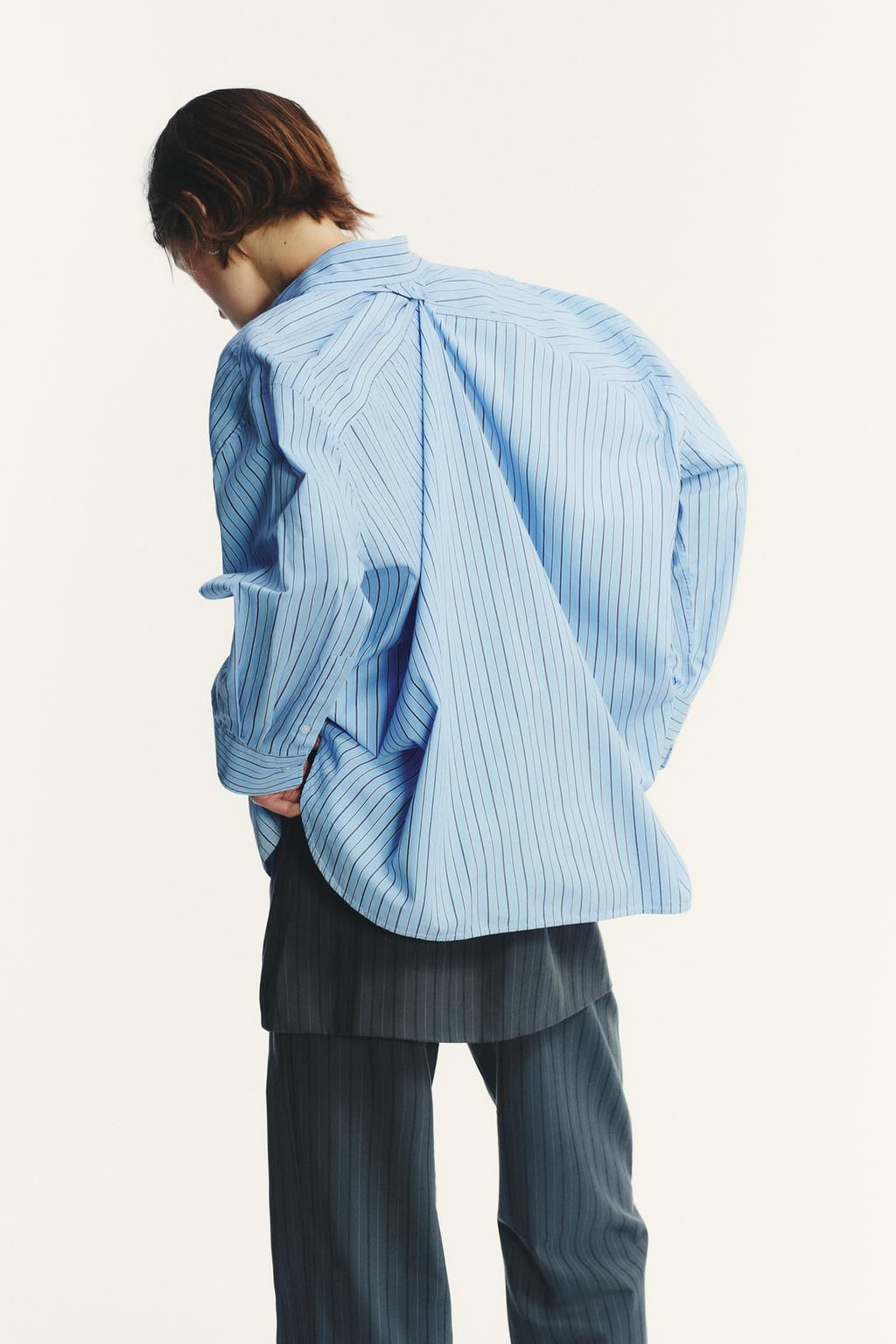 OVERSIZE STRIPED POPLIN SHIRT - Zara фото 5