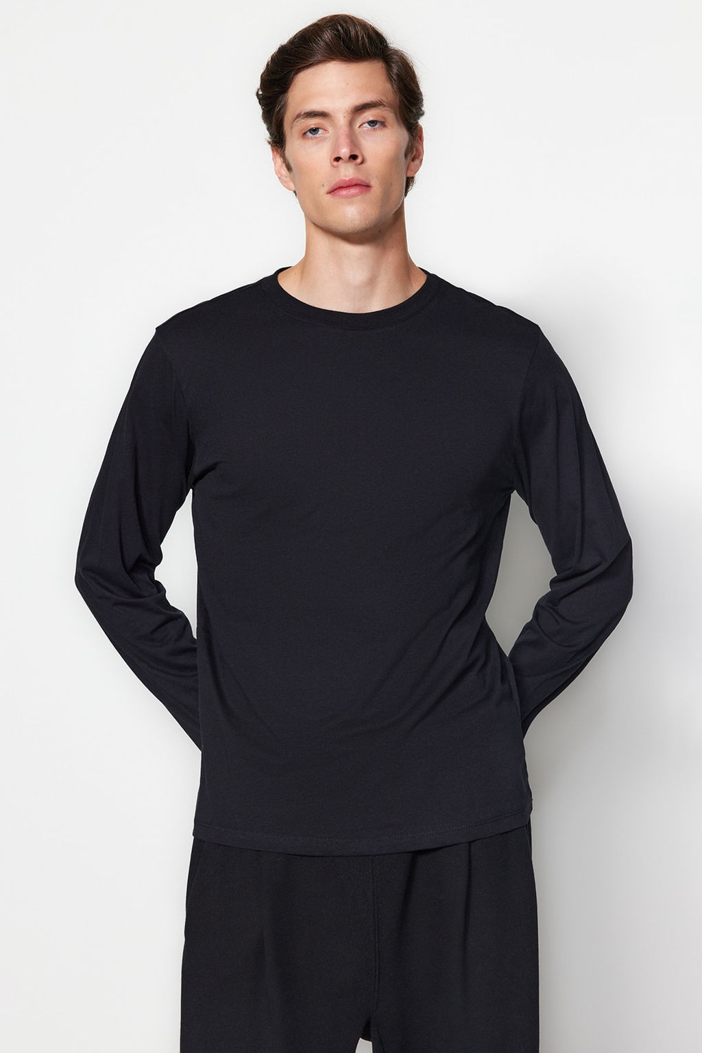 Siyah-Lacivert-Antrasit Regular/Normal Kesim 3lu Paket Basic %100 Pamuk T-Shirt TMNAW21TS0197