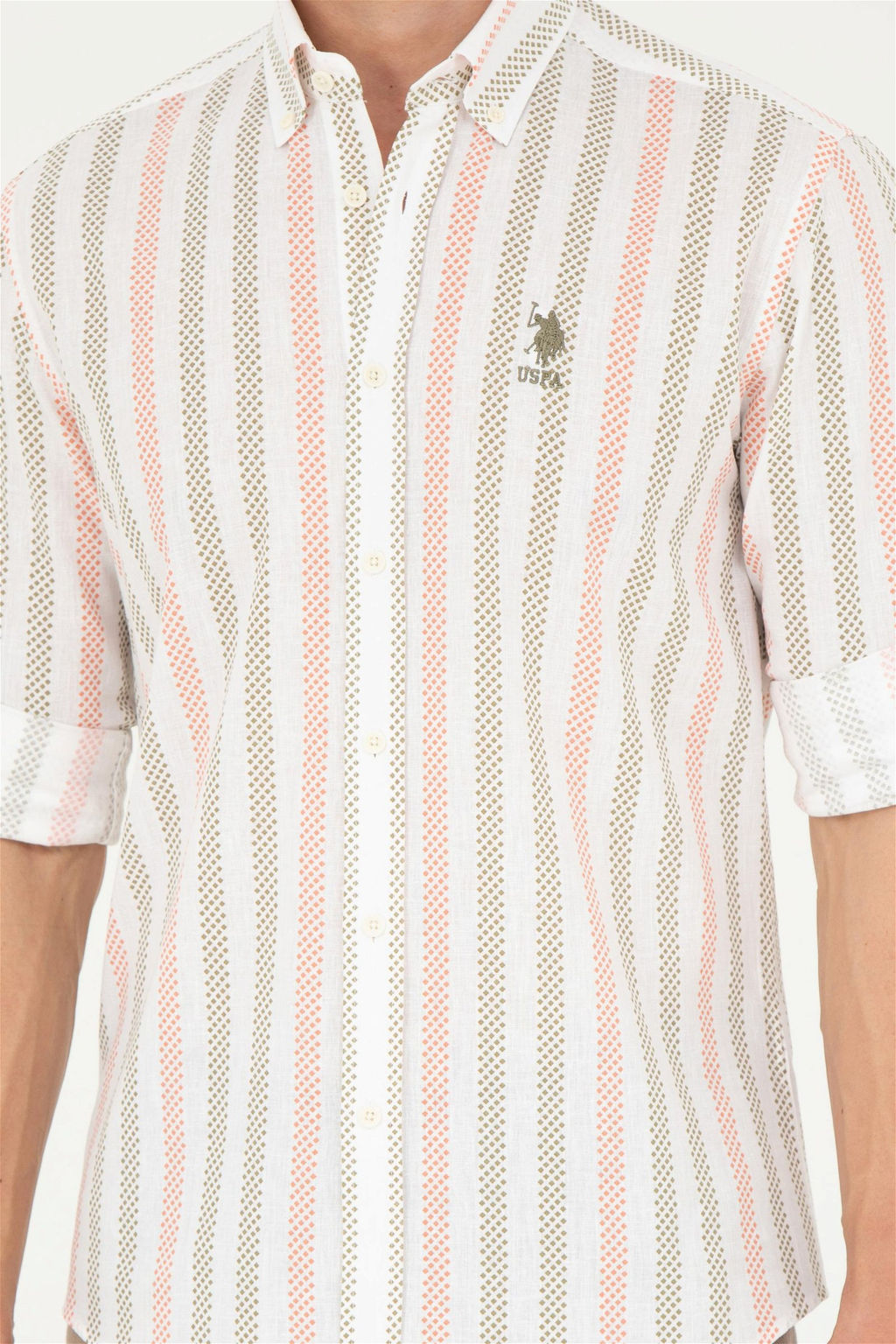 Мужская рубашка цвета хаки с длинным рукавом - U.s. polo assn фото 6