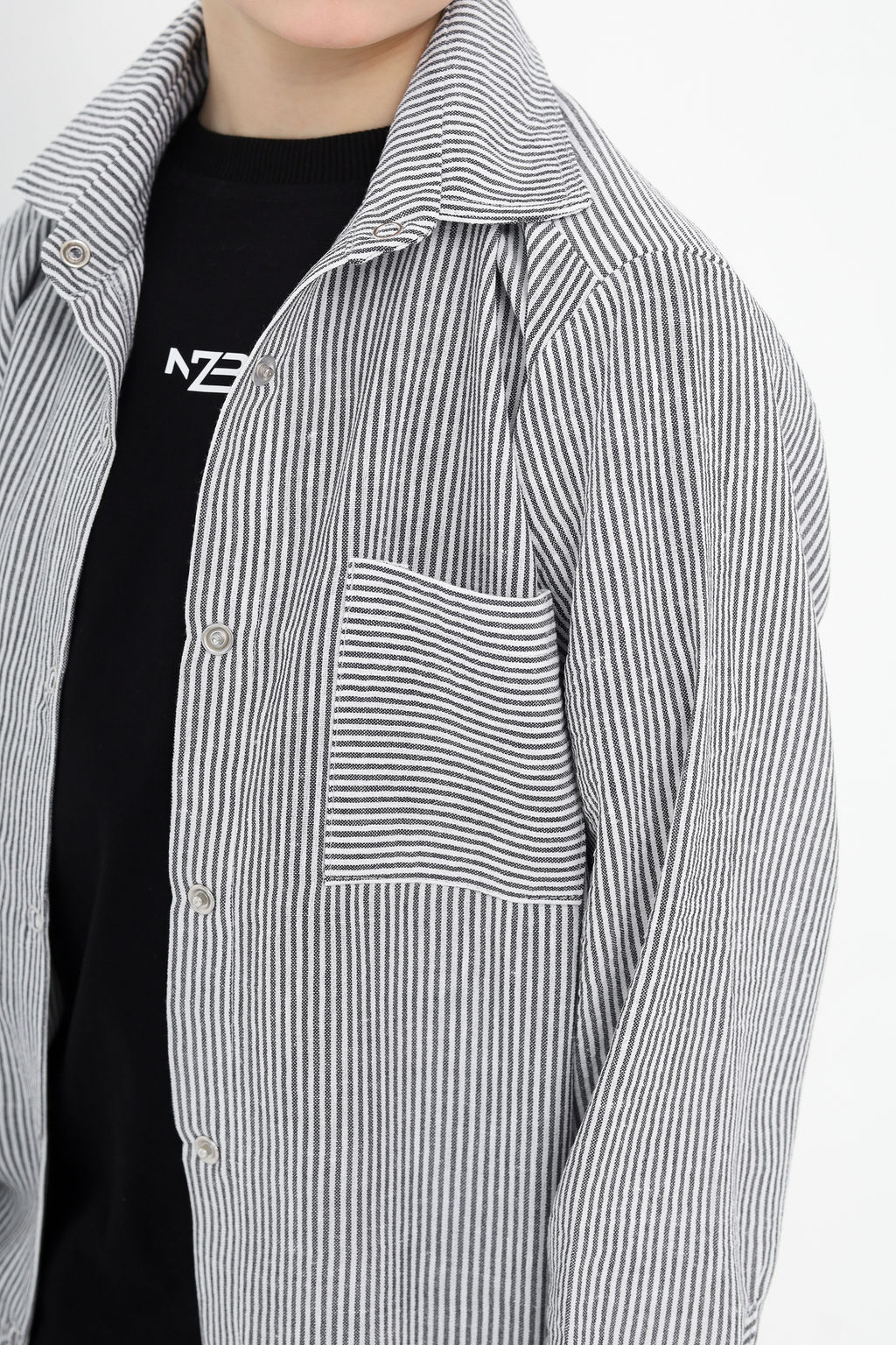 Рубашка в полоску Лен, черная - Inzibe фото 8