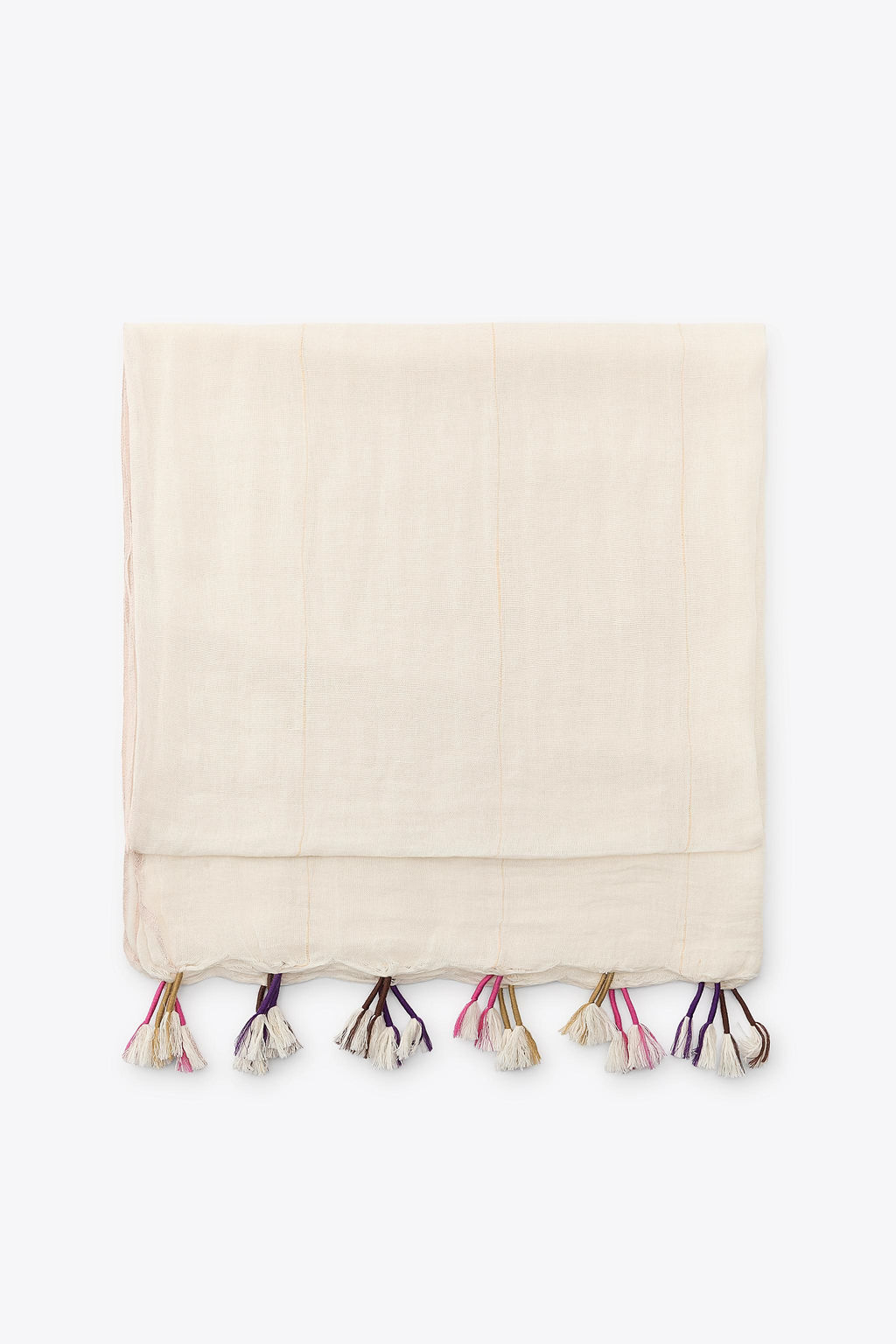 SCARF WITH LINEN BLEND POM-POMS - Zara фото 3
