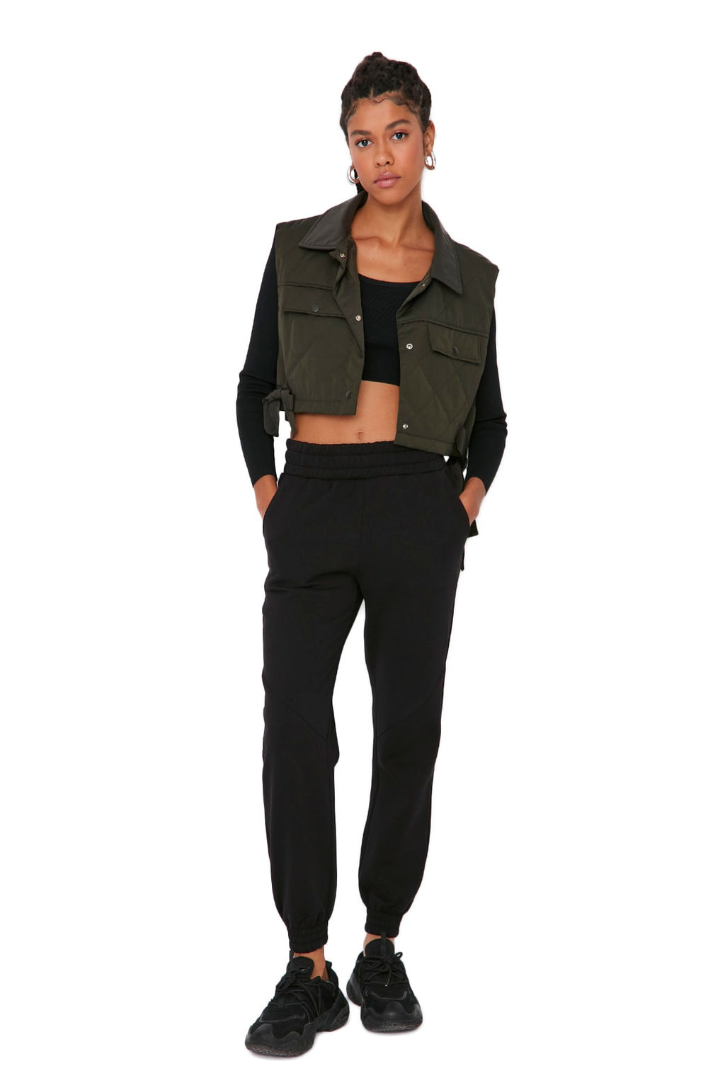 Siyah Basic Jogger Kal?n Ici Polarl? Orme Esofman Alt? Pantolon TWOAW21EA0010