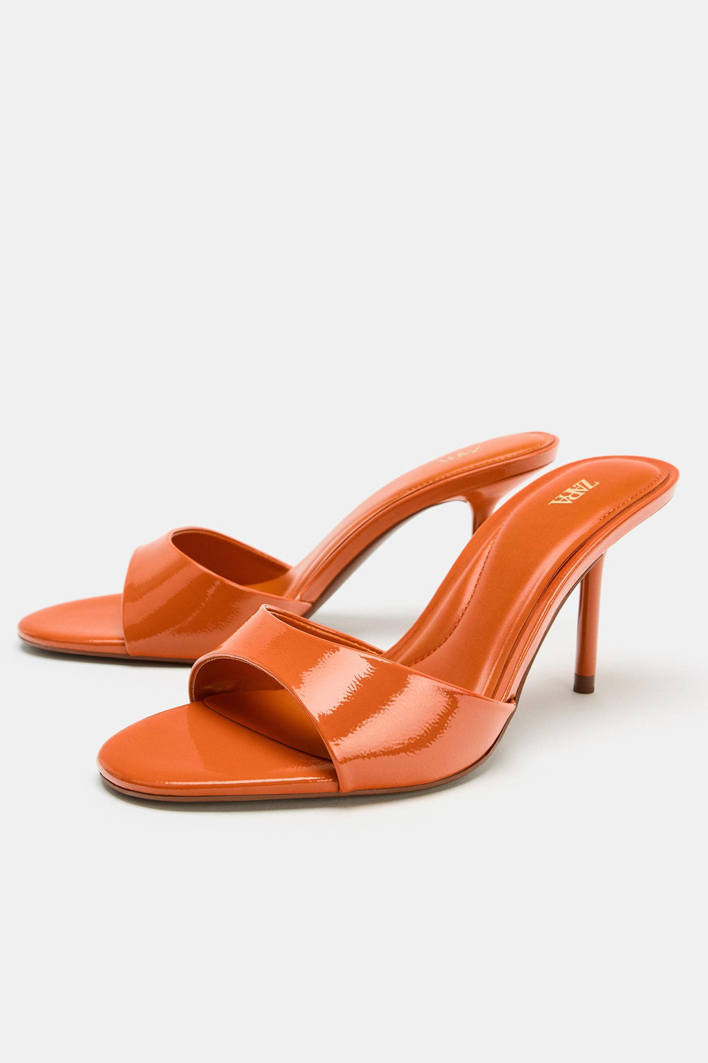 SANDALIA TAC?N EFECTO ACHAROLADO / Naranja - Zara фото 5
