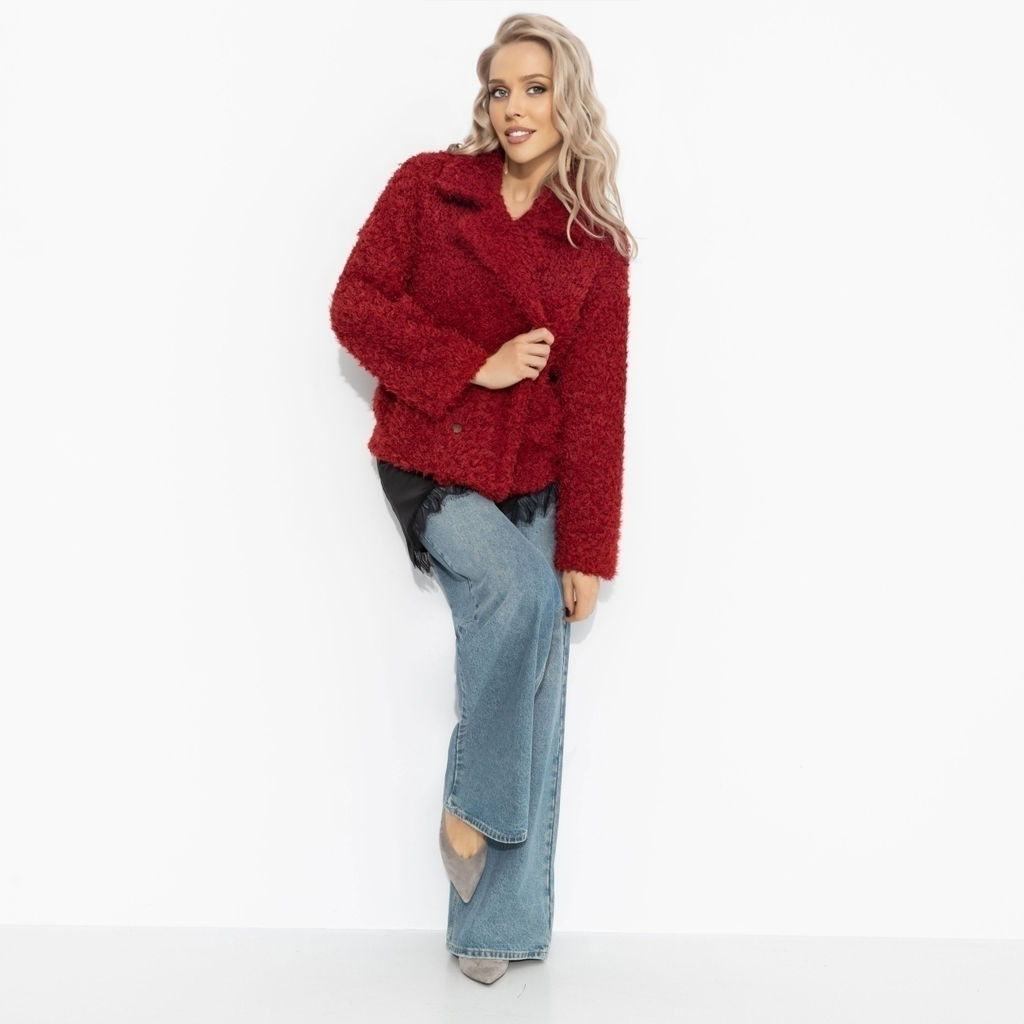 Розыгрыш. Полупальто с акцентным подкладом, Слишком заметна (красный закат, oversize, 50-56)