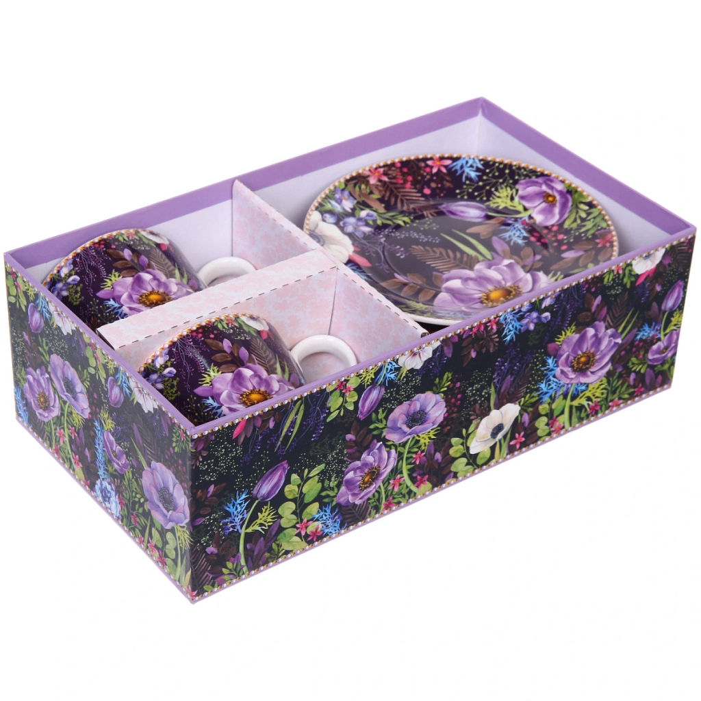 Чайный набор 4 предмета "Цветочный сад" (2 кружи 230мл+2 блюдца)