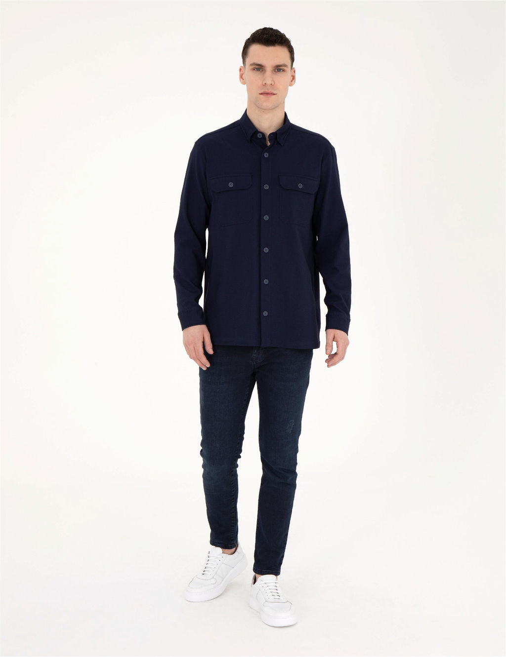 Lacivert Comfort Fit Uzun Kollu G_mlek - Pierre cardin фото 4