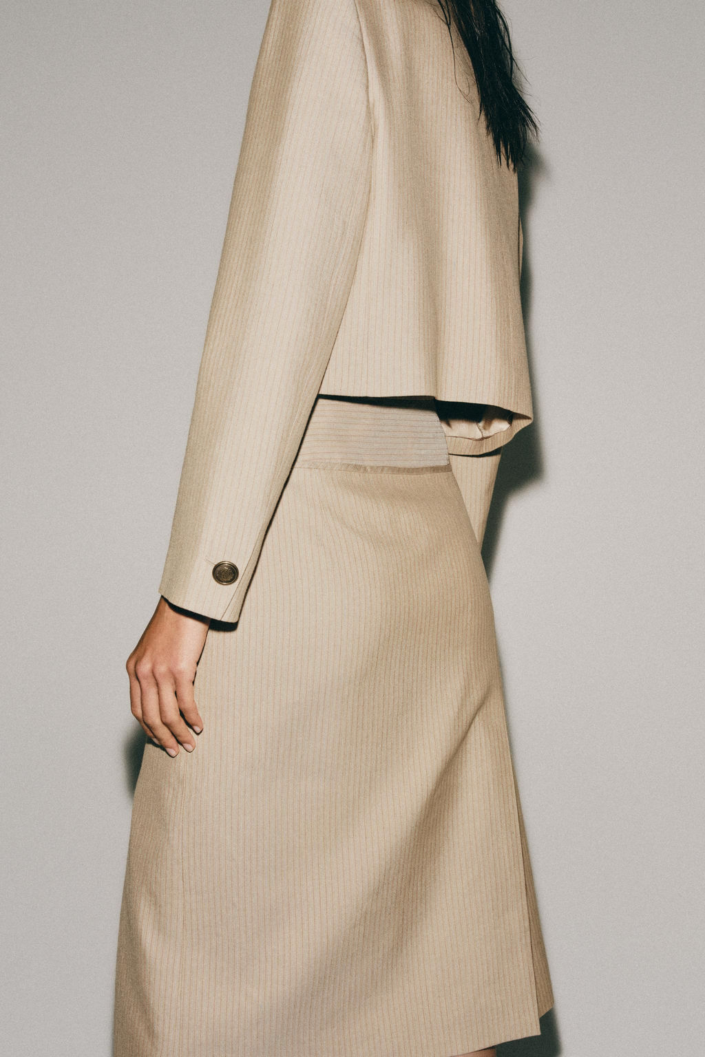 BLAZER CROPPED RAYAS ZW COLLECTION / Beige - Zara фото 6