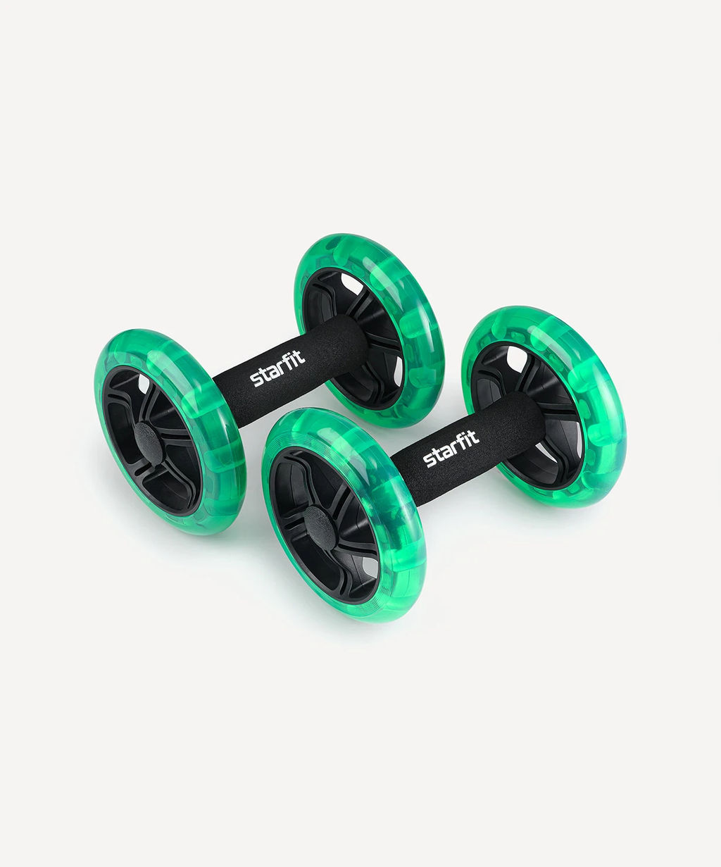 Ролики для пресса раздельные STARFIT RL-107 черный/ярко-зеленый  фото 2