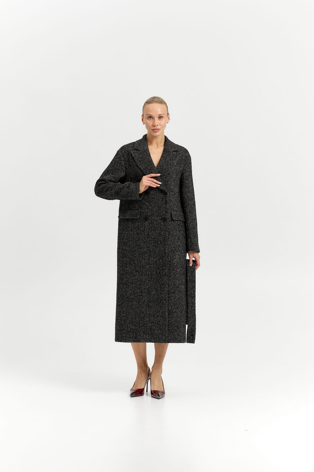 Пальто женское демисезонное 26880 (базальт/рубчик)