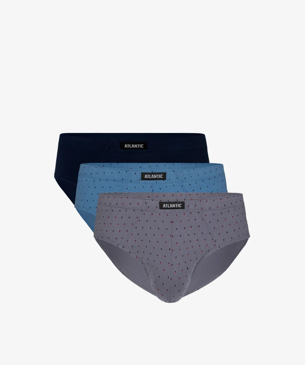 3MP-100 Трусы классика Small moons - набор 3 шт. темно-синий + красный + темно-голубой - Atlantic фото 4