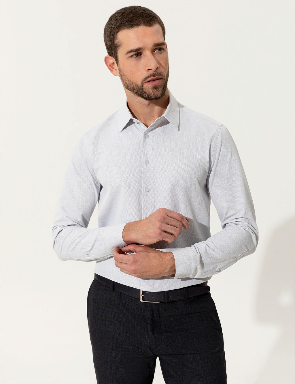 Gri Slim Fit Uzun Kollu G_mlek - Pierre cardin фото 3