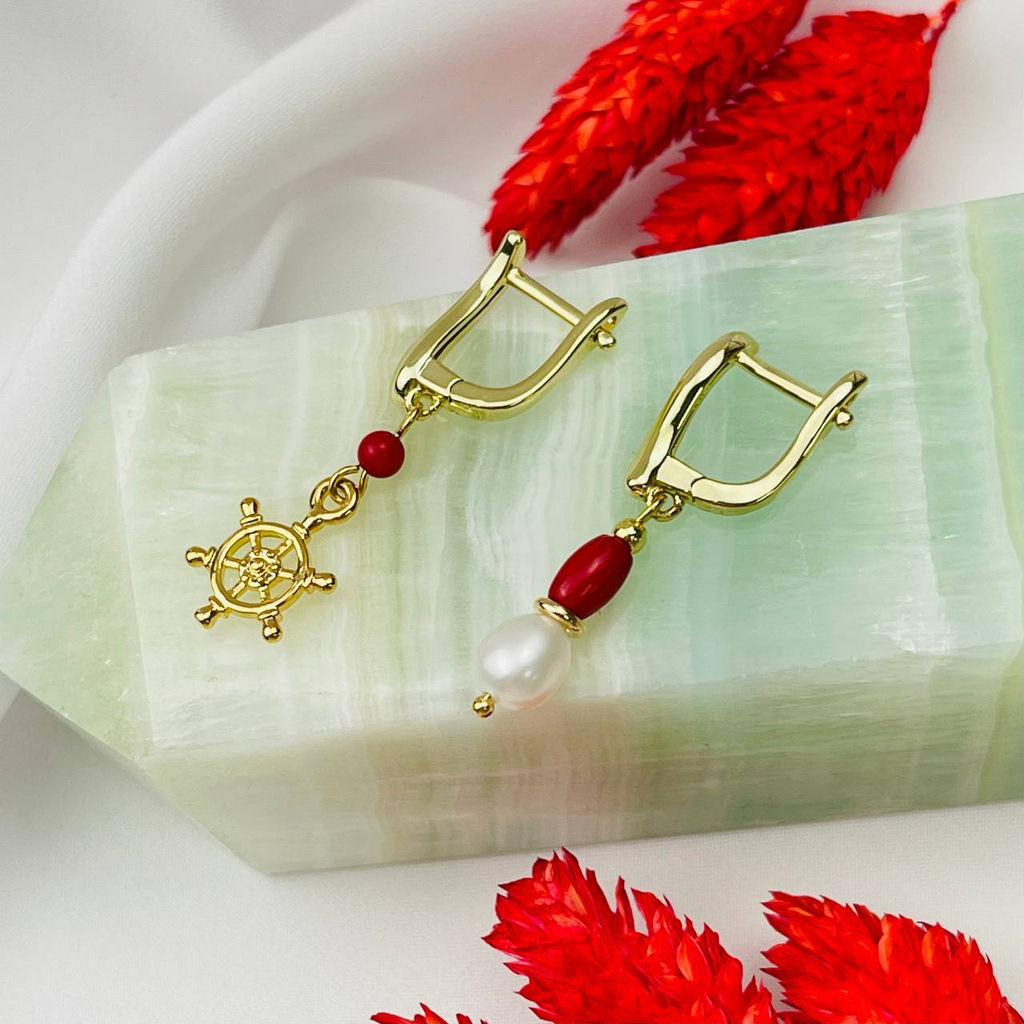 Серьги из Коралла и Жемчуга - Радуга самоцветов фото 2