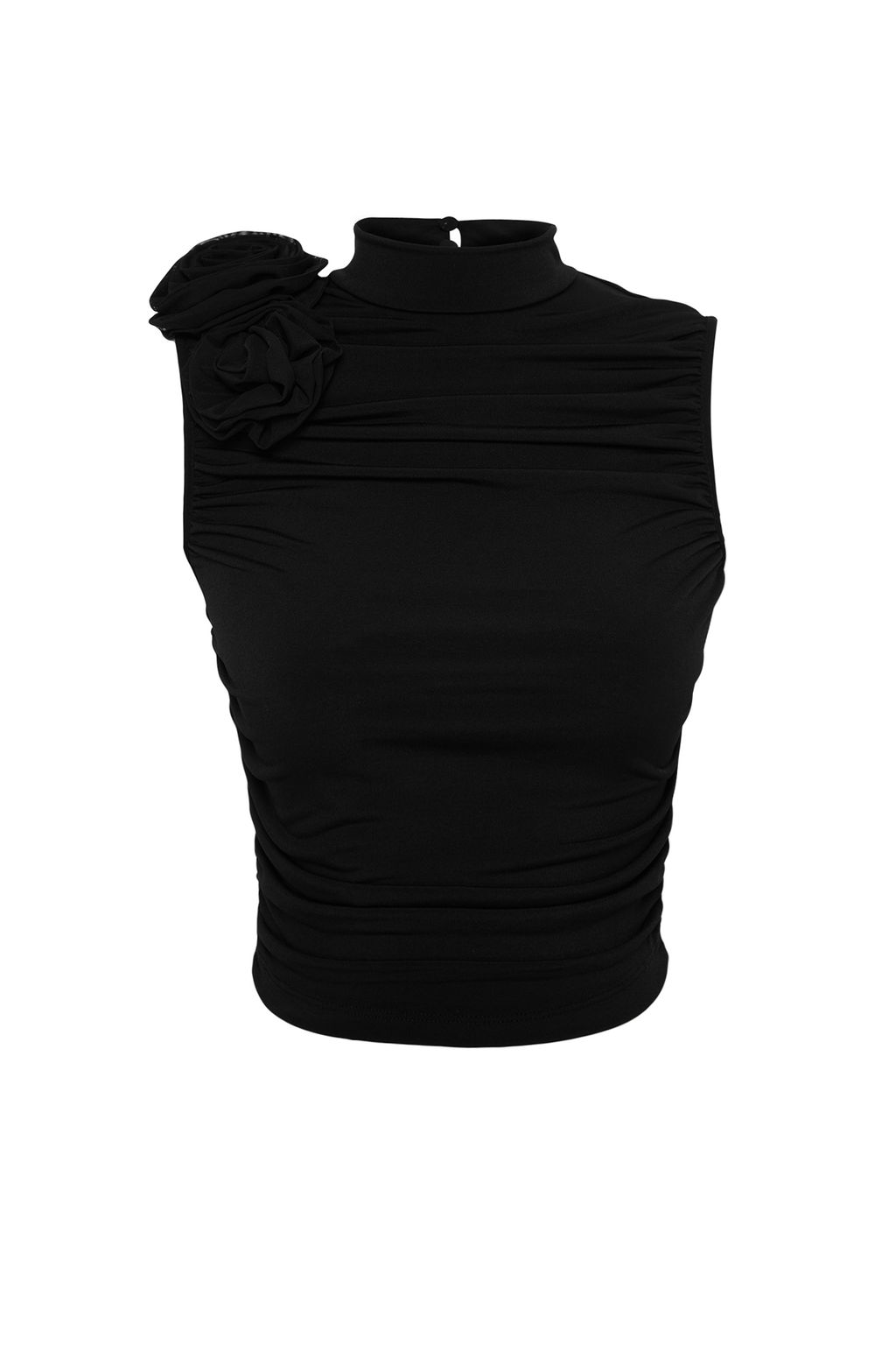 Trendyolmilla Siyah Drapeli Gul Detayl? Orme Bluz TPRAW24BZ00087