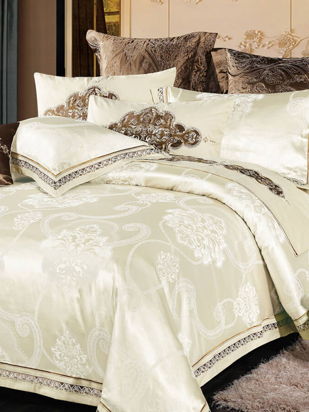 Постельное белье сатин жаккард в подарочной упаковке - Валенсия Семейный (нав.70х70)