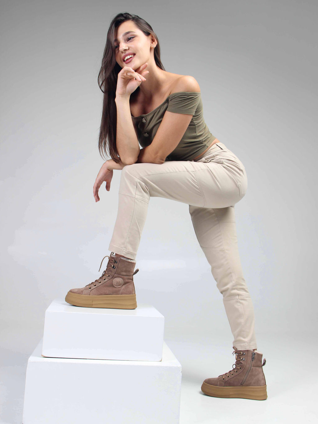 Ботинки 219.warmbr. капучино замша/Байка