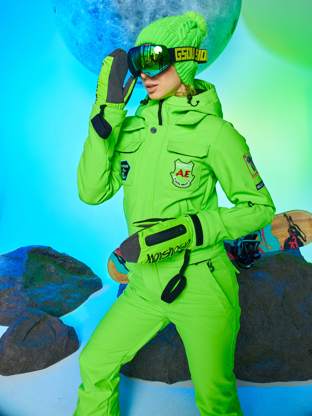 Женский сноубордический горнолыжный комбинезон Alpha Endless Aeternitas 223/2305 FAG - Салатовый  фото 27
