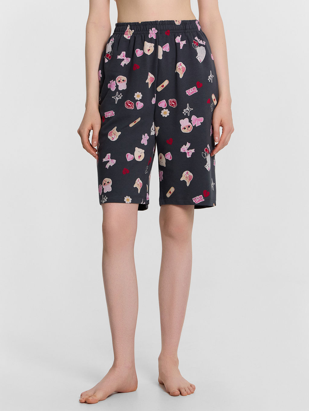 Шорты женские серые с принтом - Mark formelle фото 2