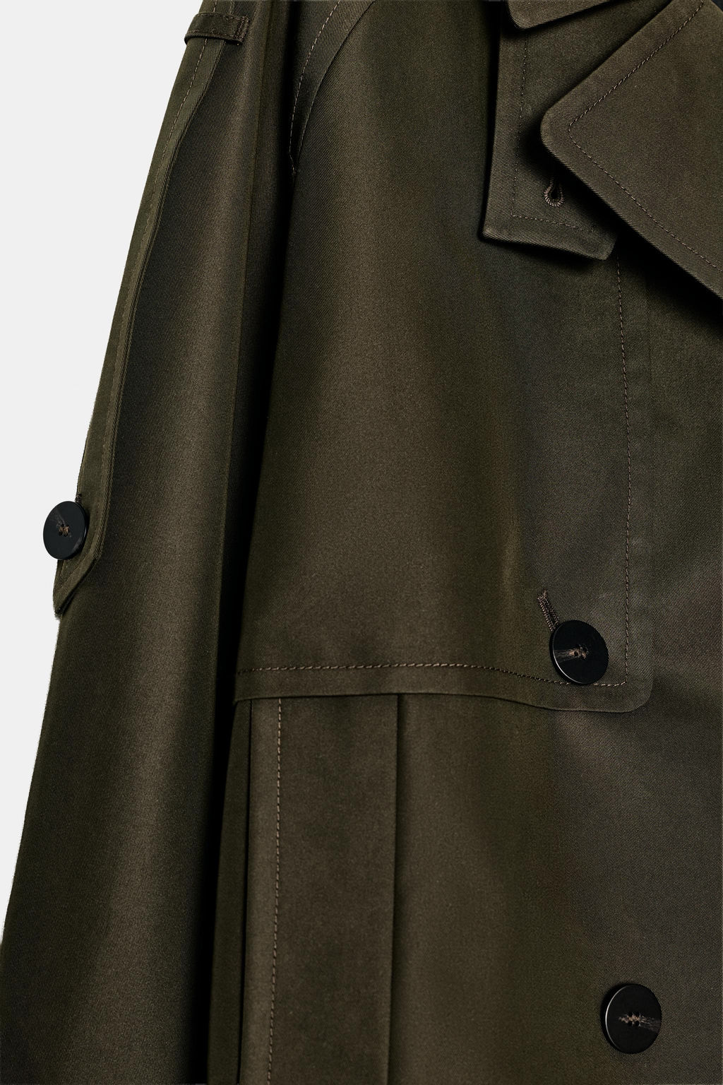 TRENCH CORTO WATER REPELLENT ZW COLLECTION / Khaki oscuro - Zara фото 8